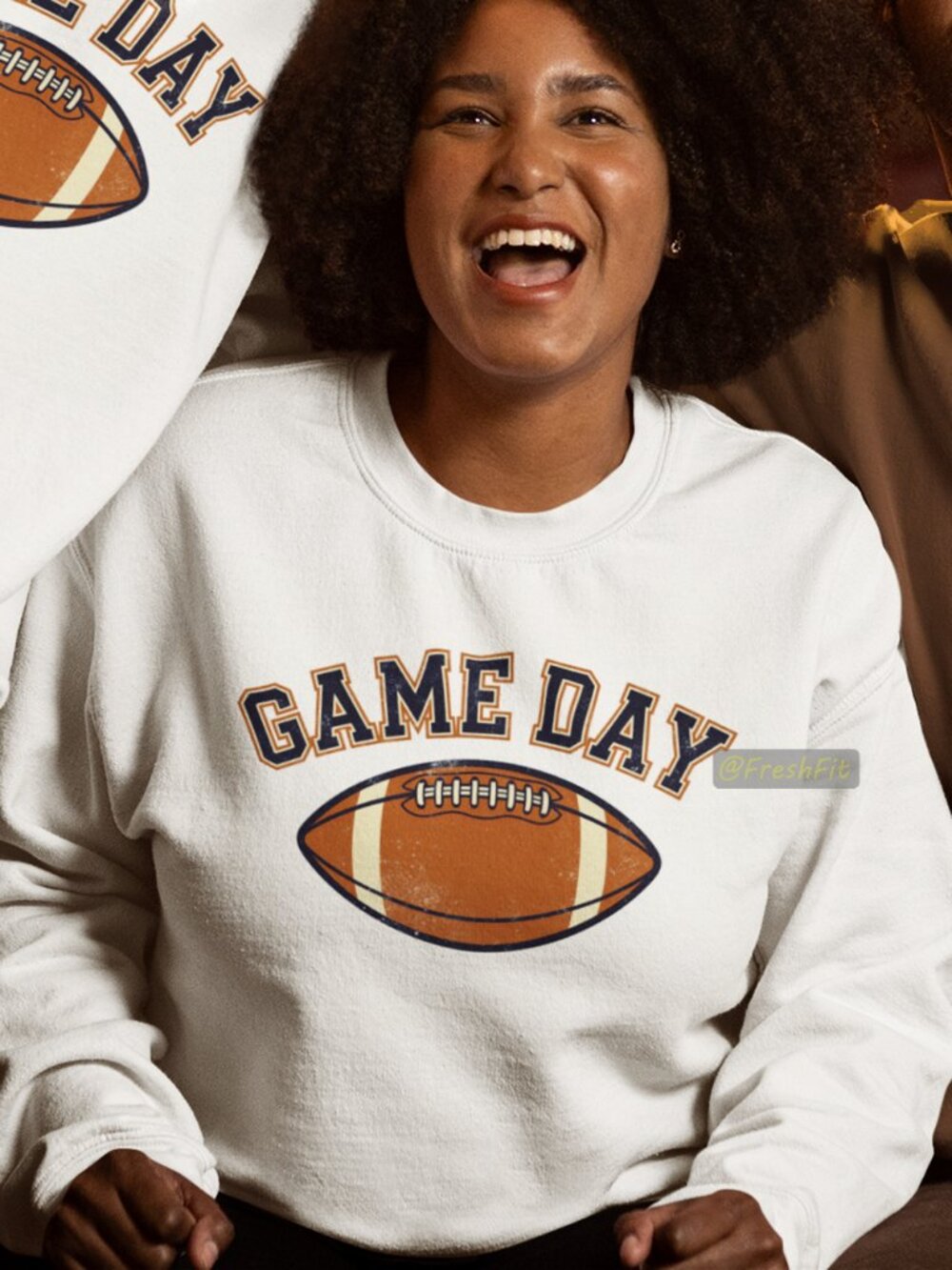 🆕Football Game Day Fleece Crew Sweatshirt White